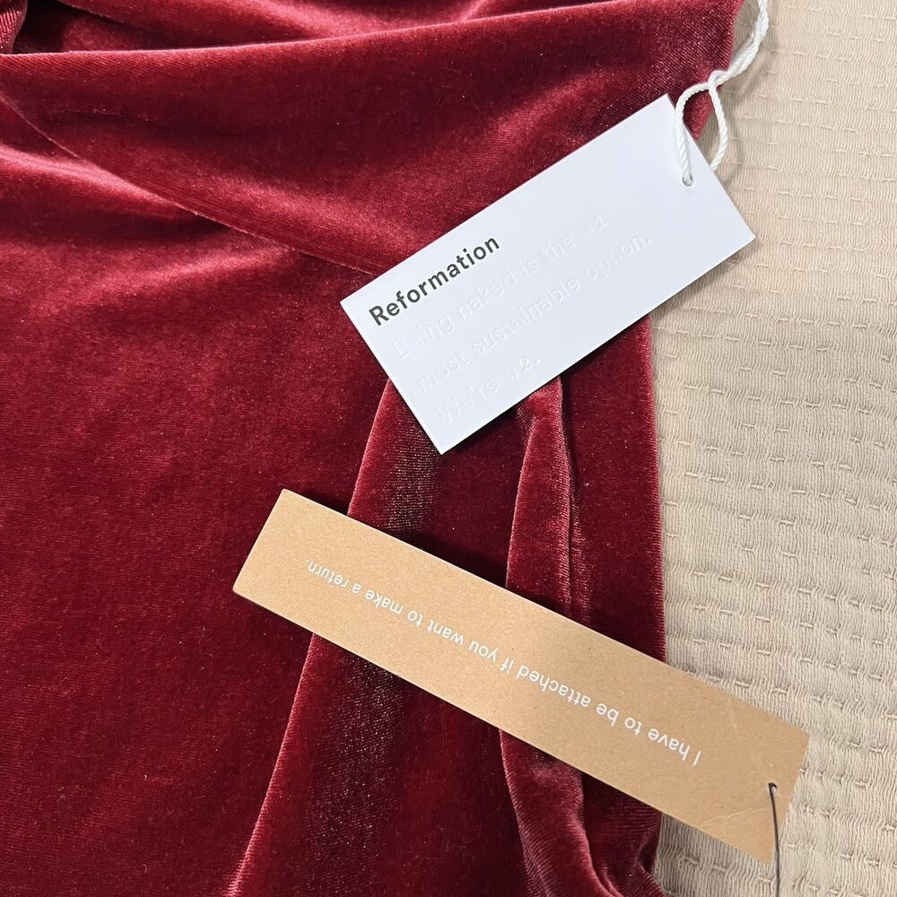 NWT Reformation Velvet Twist Front Top in Deep Burgundy - Picture 10 of 12